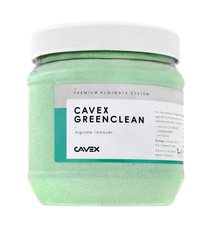 CAVEX Green Clean Alginate Tray Remover 1kg/Jar Impression Tray Cleaners by Cavex- Unique Dental Supply Inc.