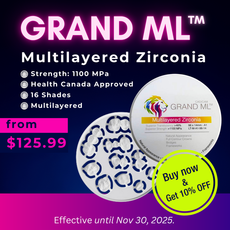 GRAND ML - Multilayered Zirconia Pre-Shaded  98mm x 25mm by Medisco Group