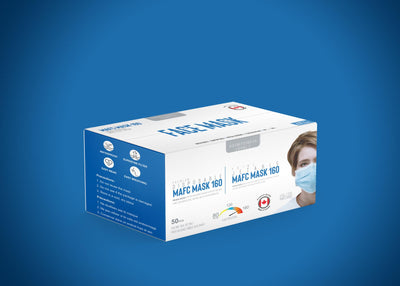 Face Mask, ASTM Level 3, 4-Ply  - Made in CANADA / Box of 50pcs Masks by Modern Air Filter Corporation- Unique Dental Supply Inc.