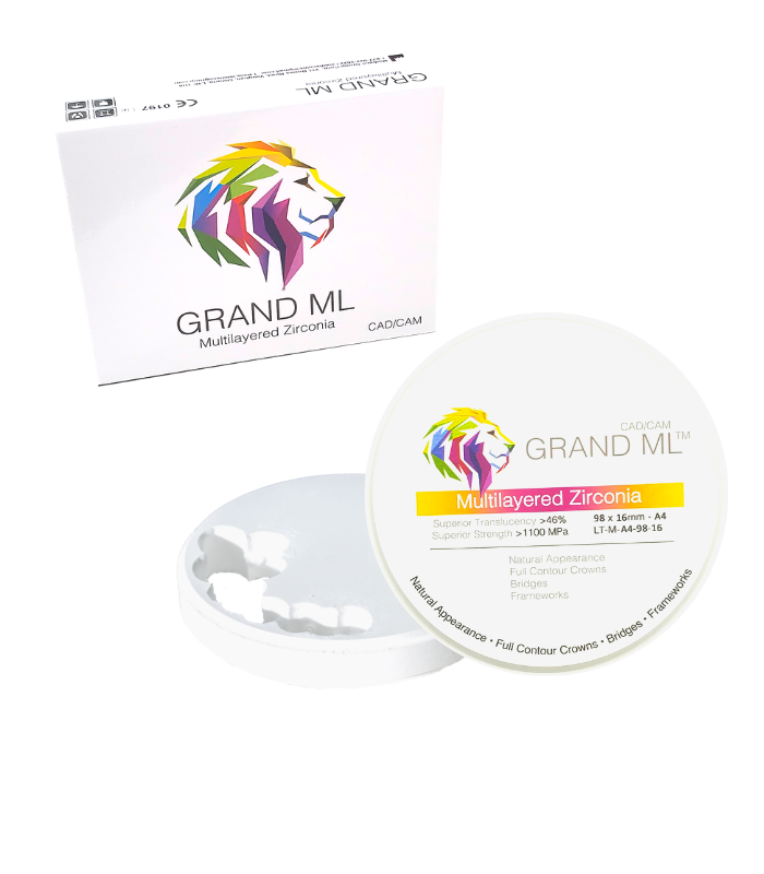 GRAND ML - Multilayered Zirconia Pre-Shaded  98mm x 25mm by Medisco Group CAD/CAM Zirconia by Medisco Group- Unique Dental Supply Inc.