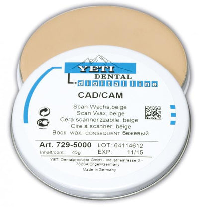 CAD/CAM Scanning Wax Beige 45 g CAD/CAM Scanning Wax Beige by Yeti Dental- Unique Dental Supply Inc.