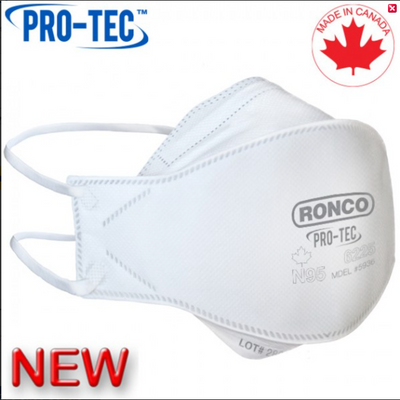 PRO-TEC Particulate Filtering / Medical N95 Respirator, Flat Folded 20/box Masks by Ronco- Unique Dental Supply Inc.